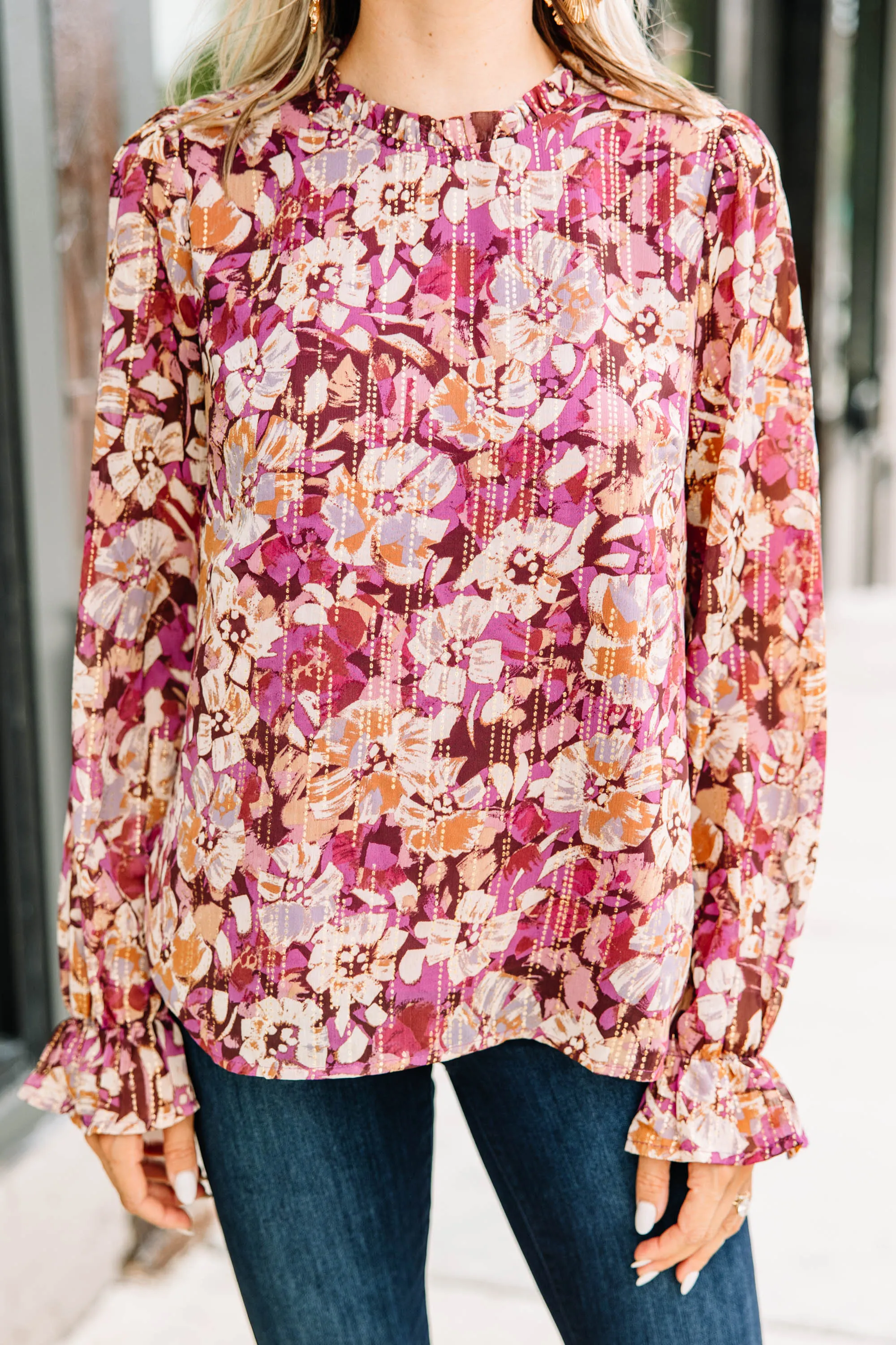 Always On Magenta Purple Floral Blouse