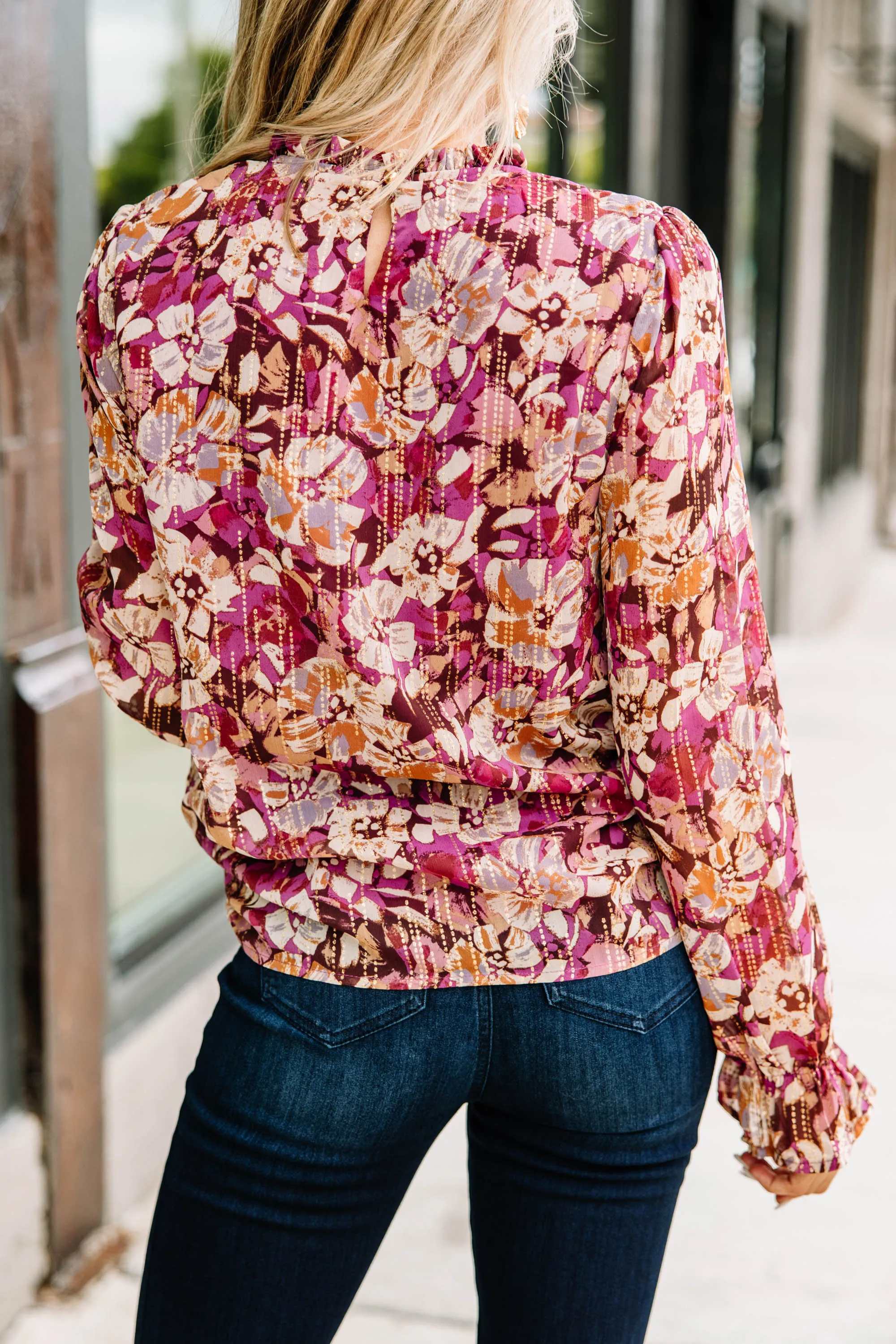 Always On Magenta Purple Floral Blouse