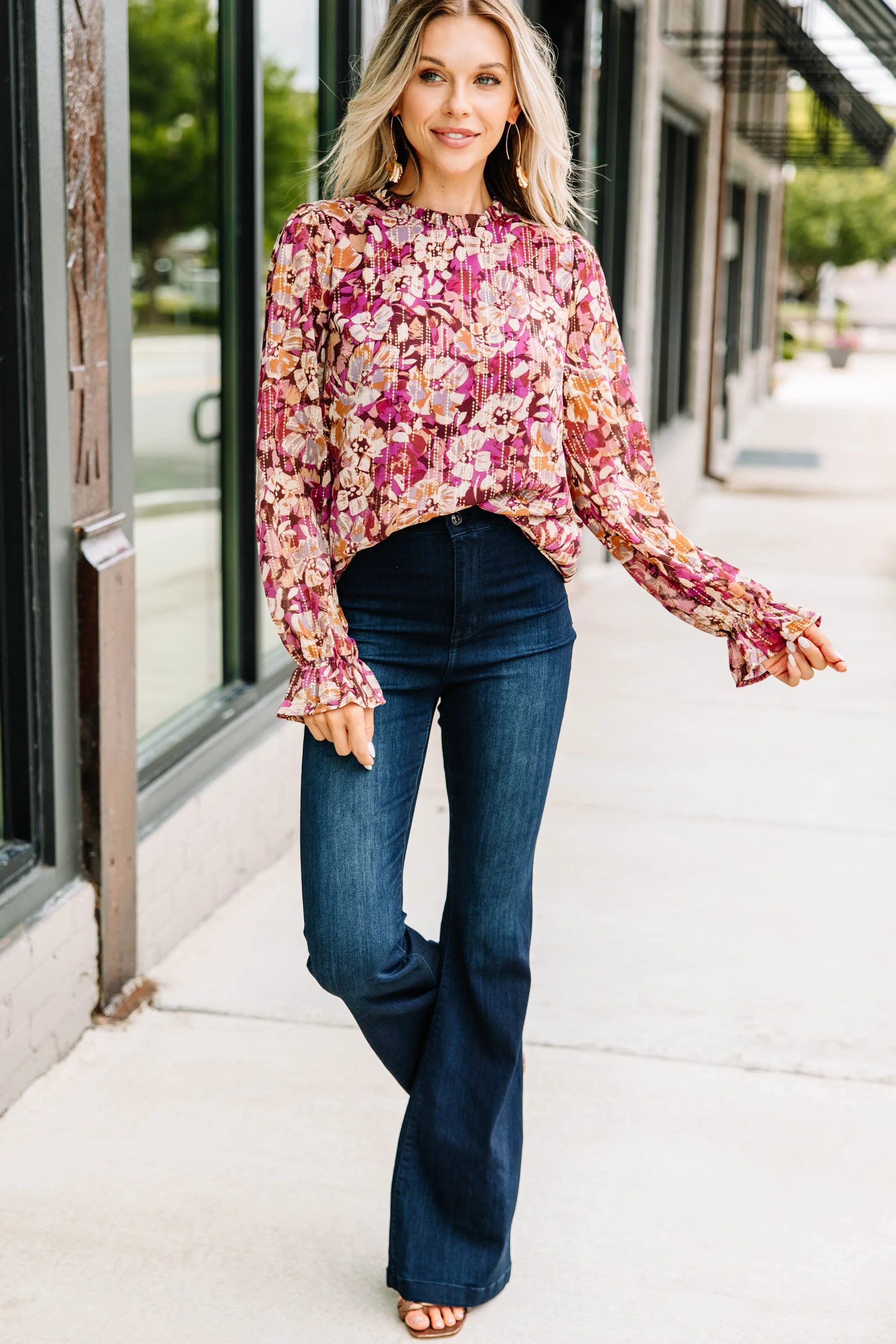 Always On Magenta Purple Floral Blouse