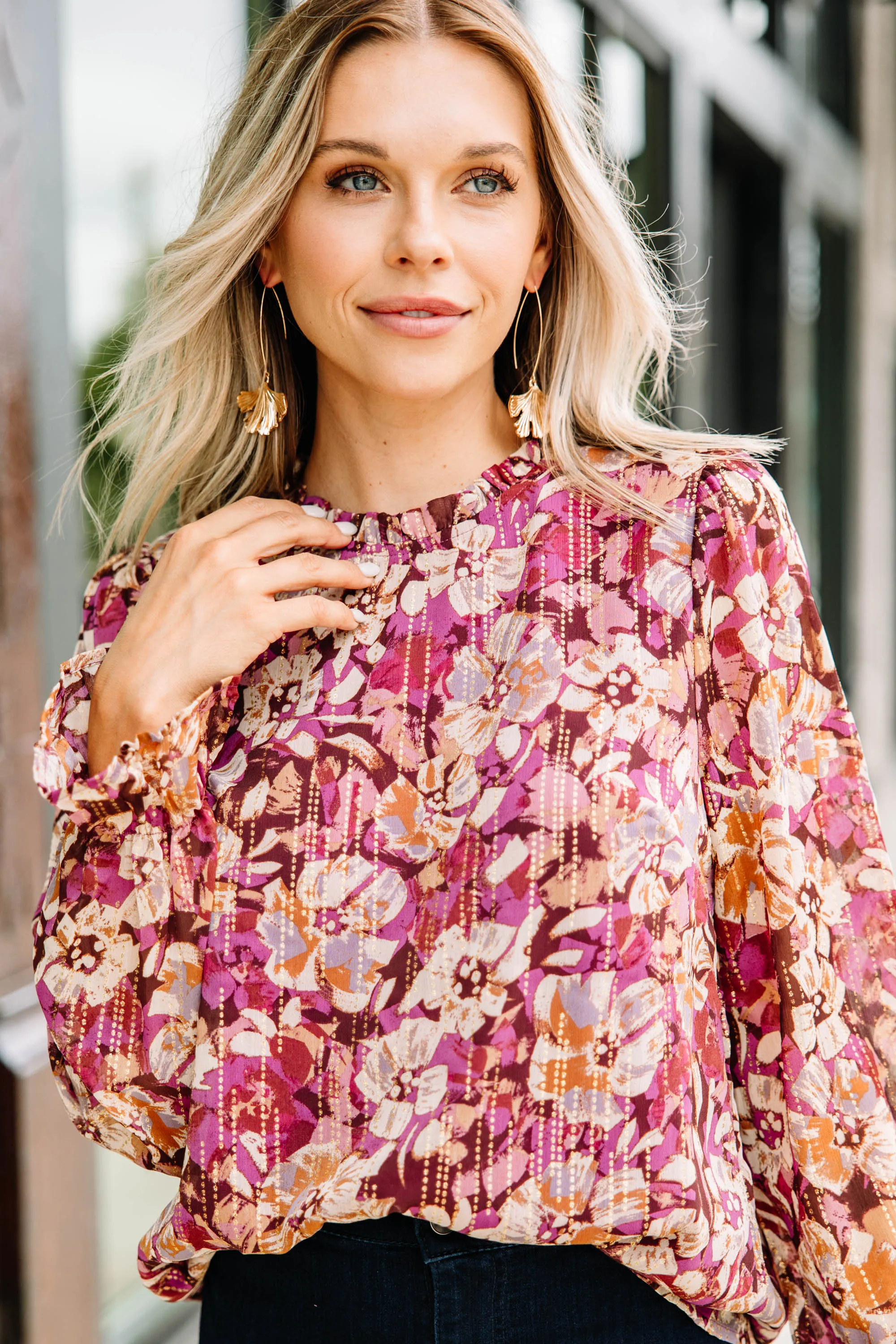 Always On Magenta Purple Floral Blouse