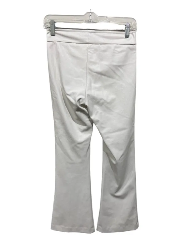 Avenue Montaigne Size 00 White Polyurethane Elastic Waist Flare Pants