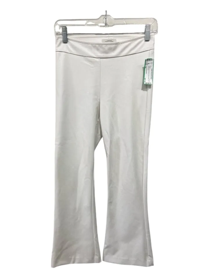 Avenue Montaigne Size 00 White Polyurethane Elastic Waist Flare Pants