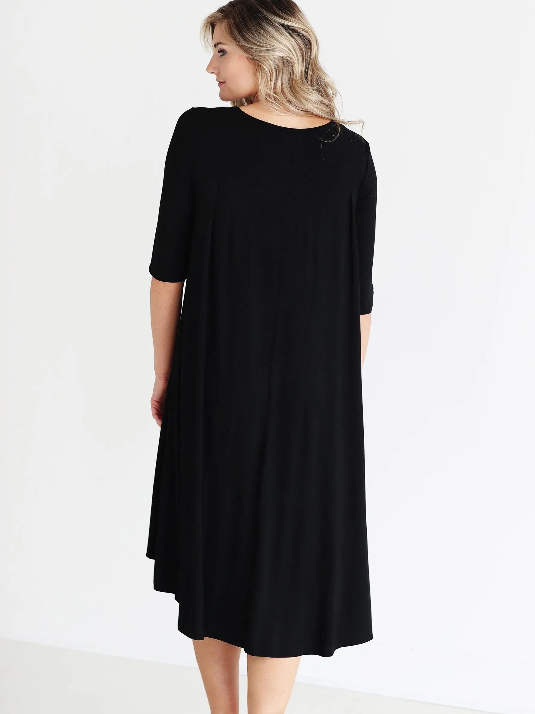 Black DLMN Short Sleeve High-Low Dress