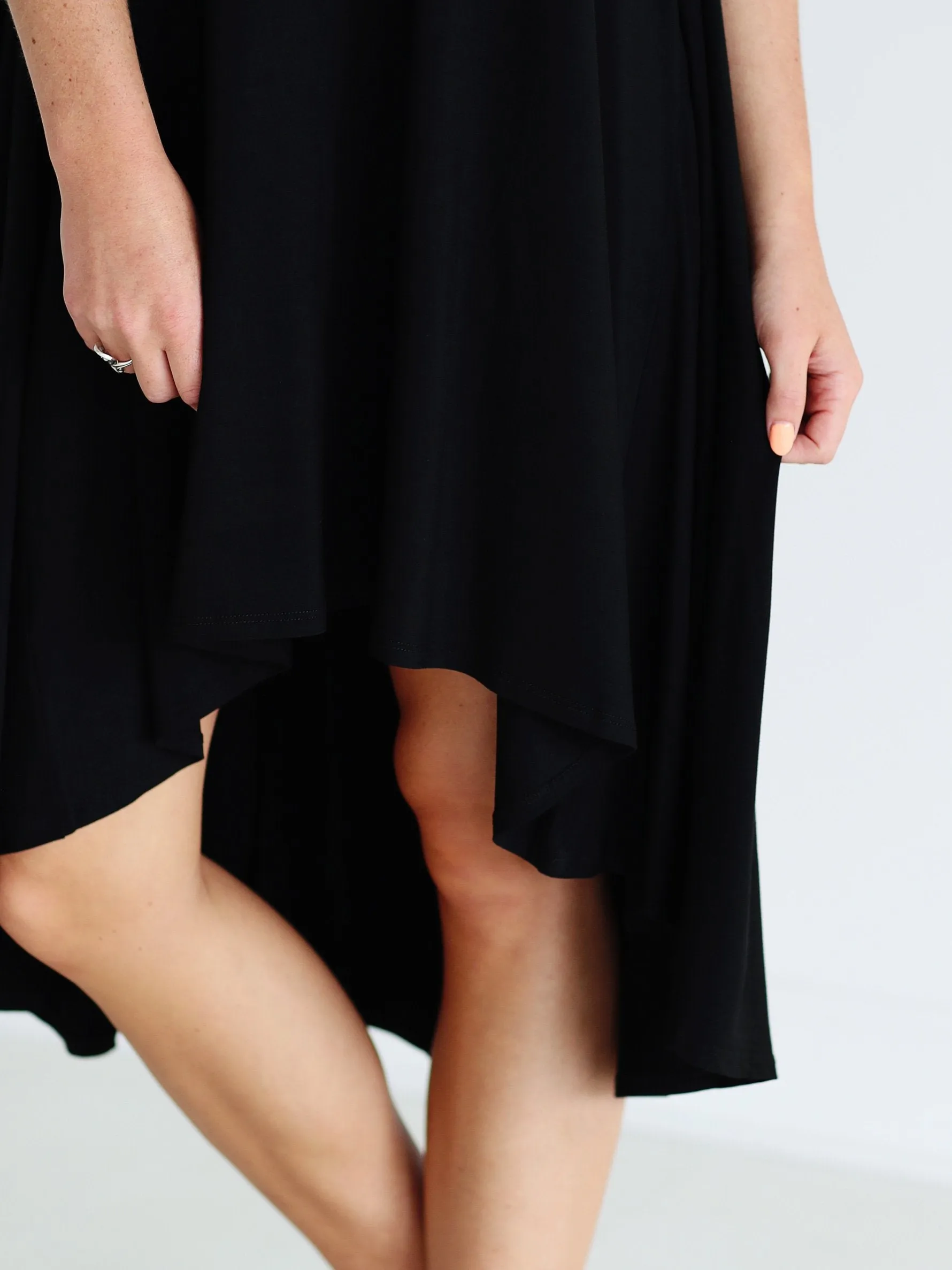 Black DLMN Short Sleeve High-Low Dress