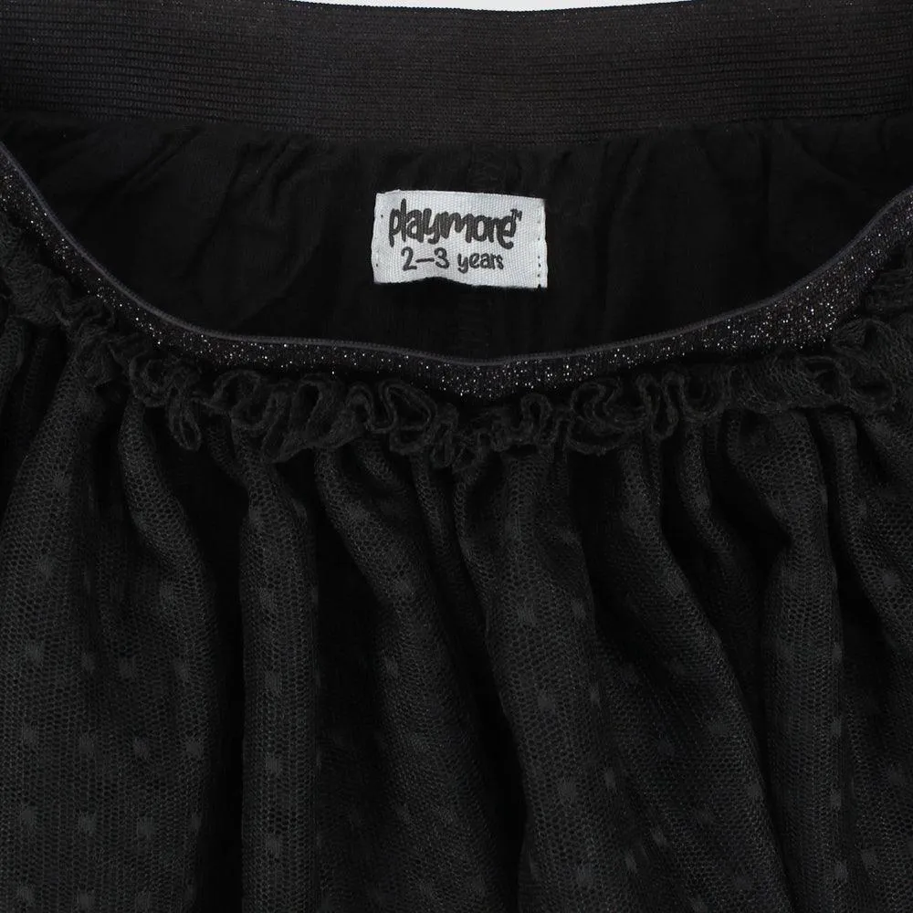 Black Dotted Ruffled Skirt