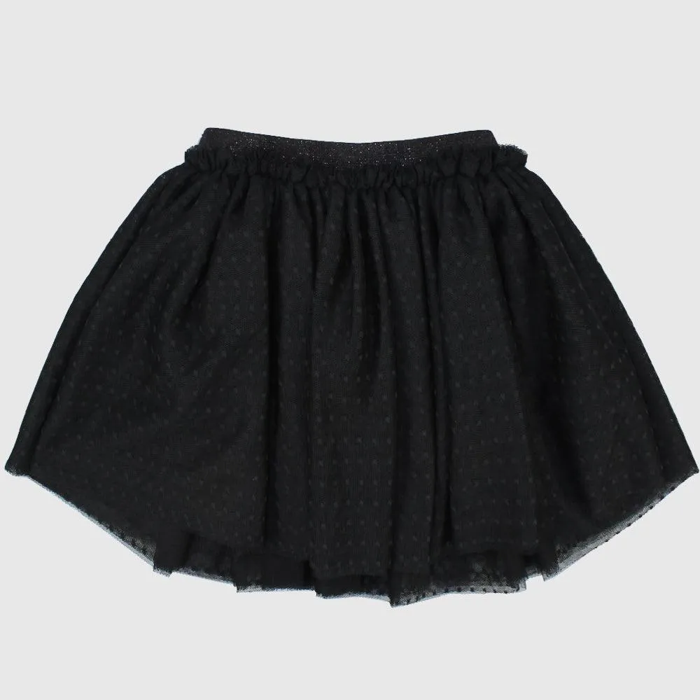 Black Dotted Ruffled Skirt