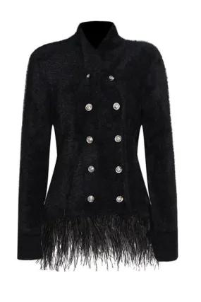 British style double-breasted seahorse hair short coat