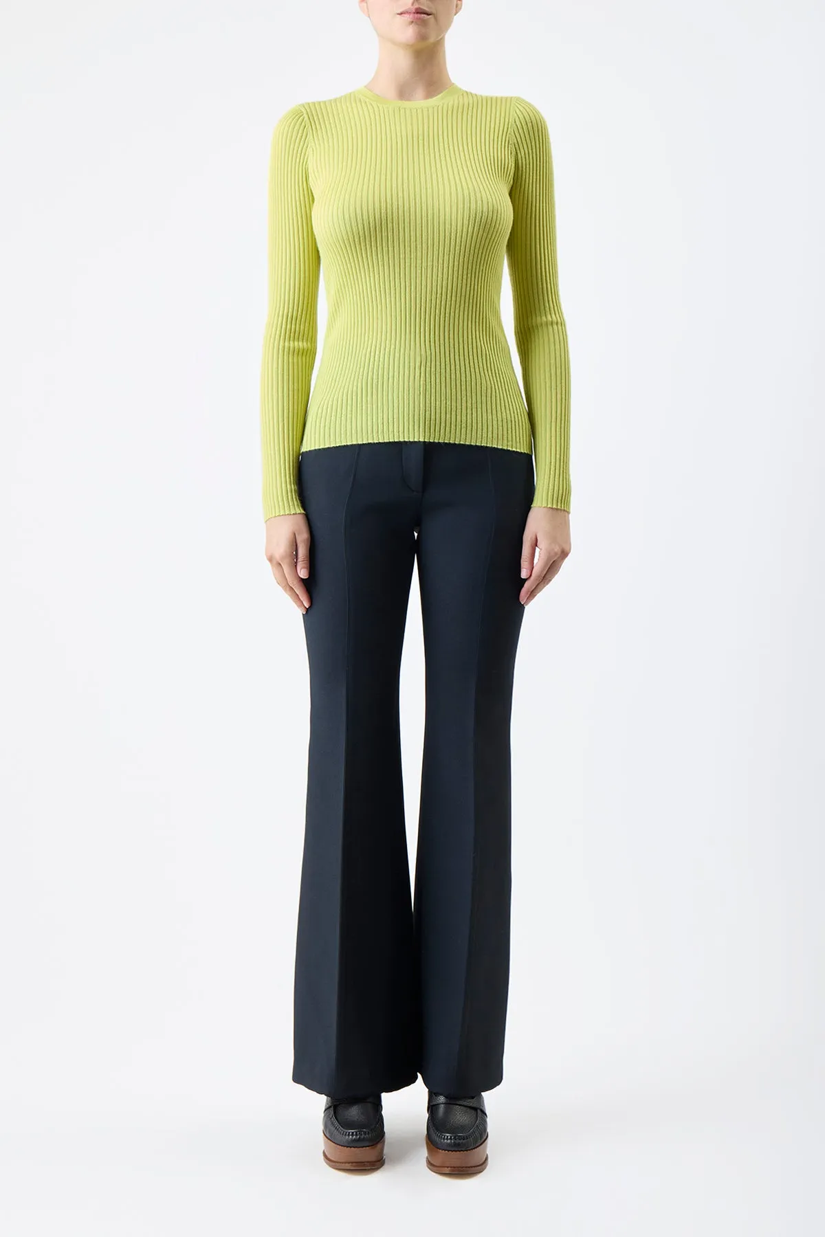 Browning Knit Sweater in Lime Adamite Cashmere Silk