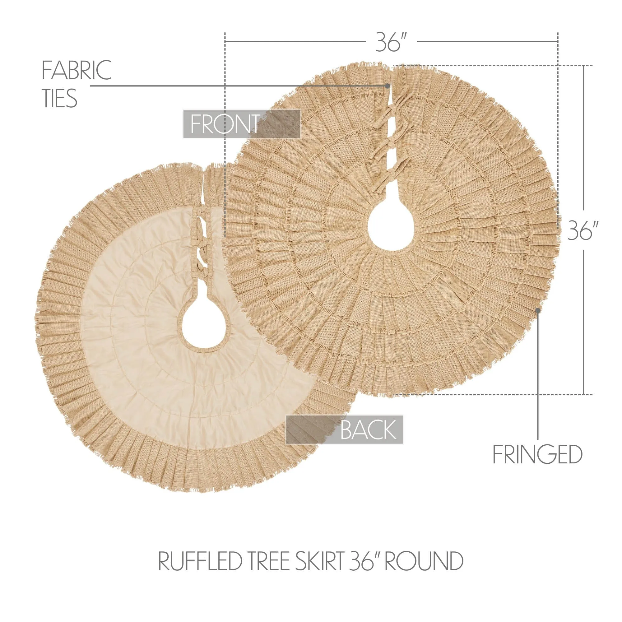 Burlap Natural Ruffled Tree Skirt 36"