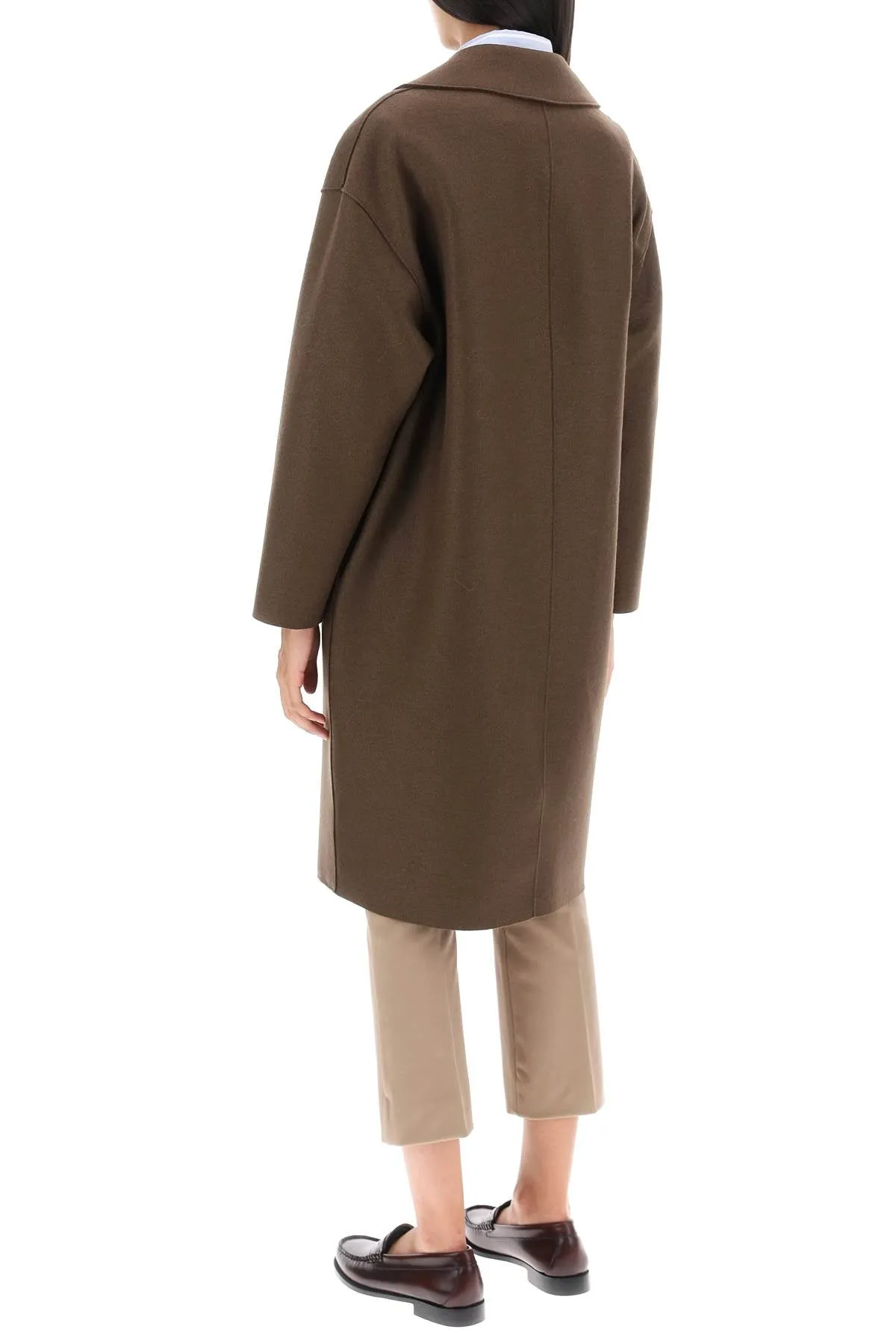 cocoon coat in pressed wool