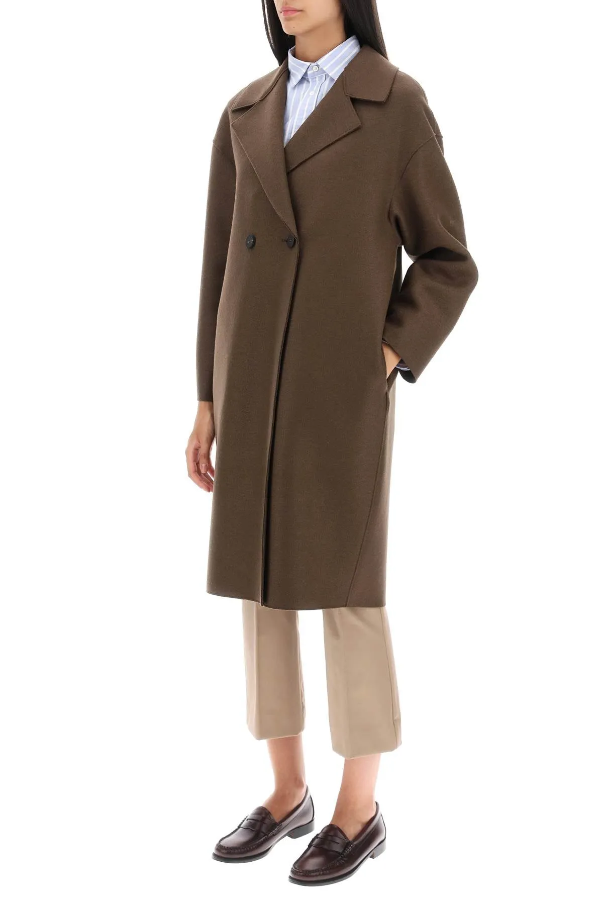 cocoon coat in pressed wool