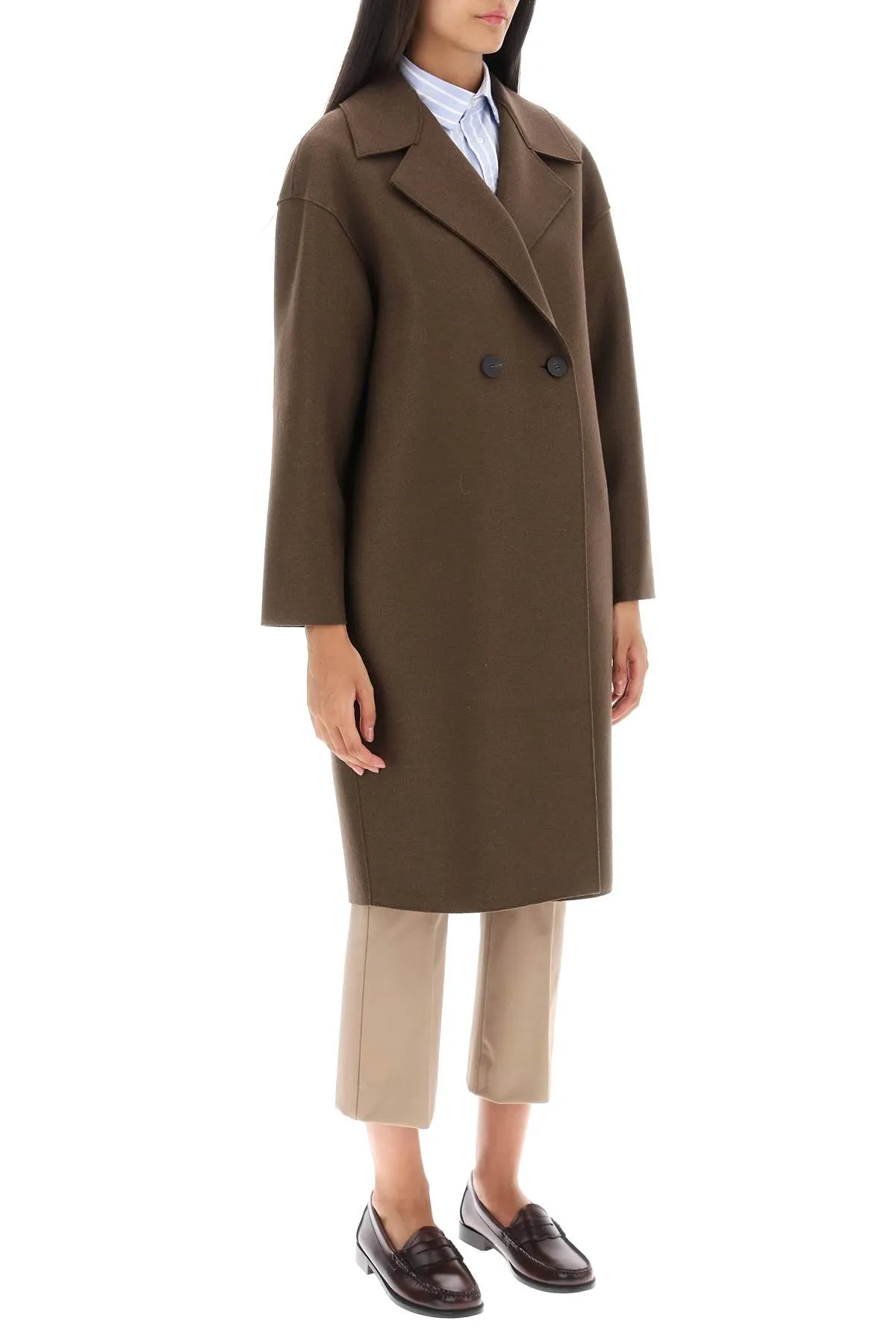 cocoon coat in pressed wool