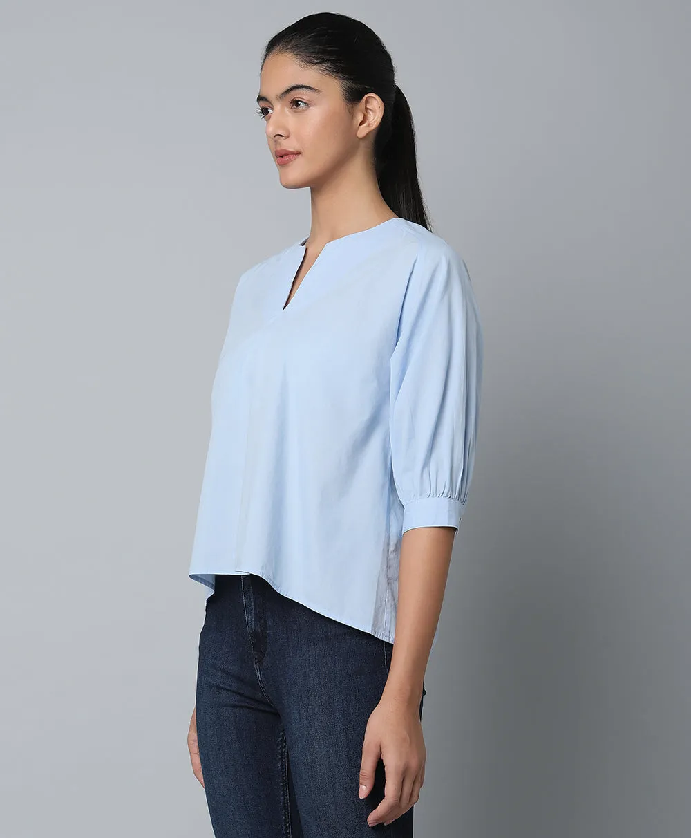 Cotton High Low Top- Blue