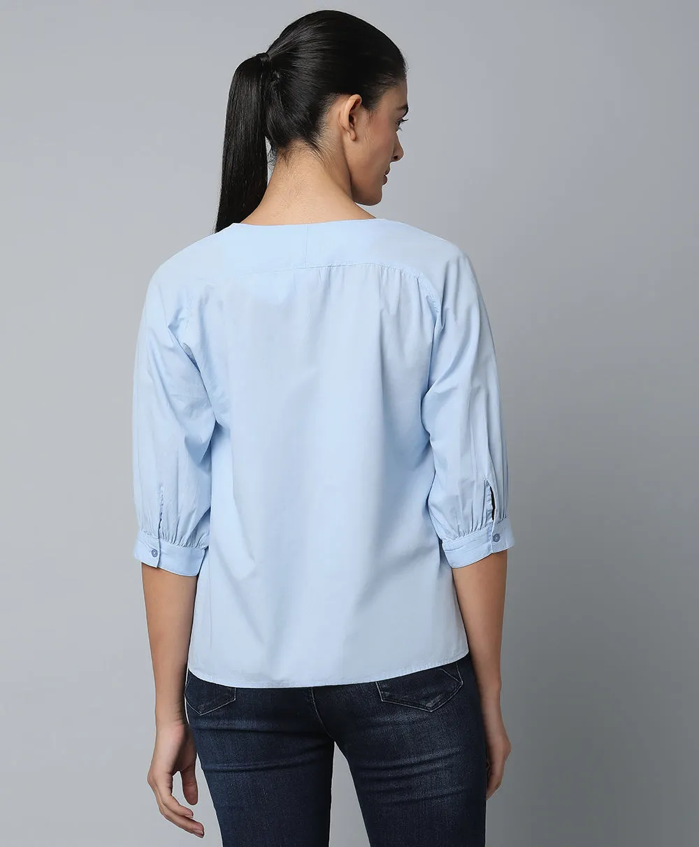 Cotton High Low Top- Blue