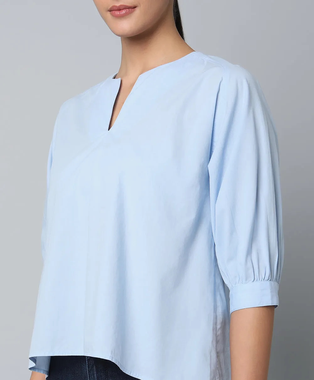 Cotton High Low Top- Blue