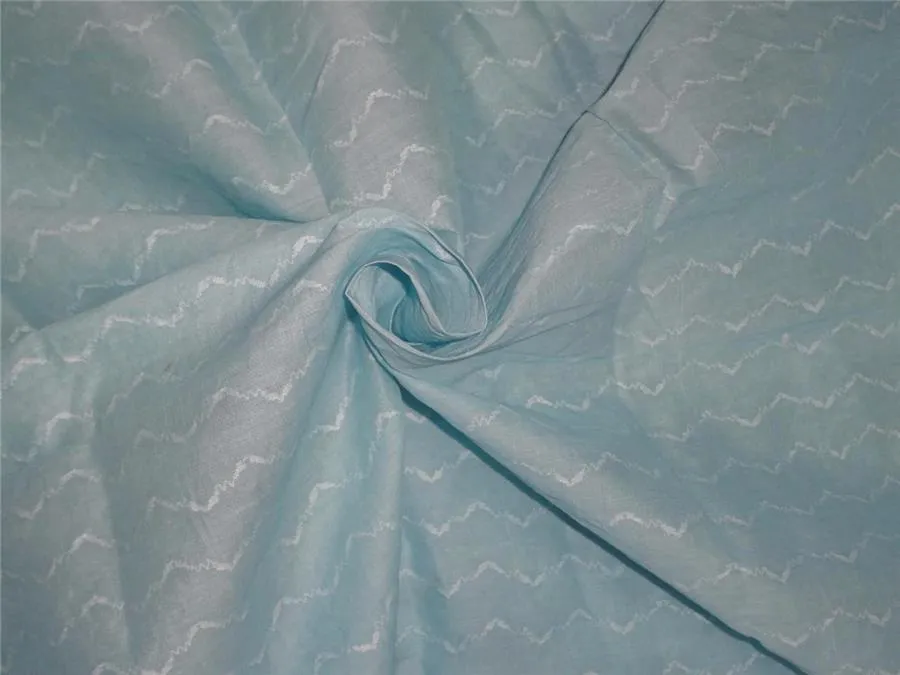 cotton organdy fabric leno curvy zigzag design 44&quot; teal color