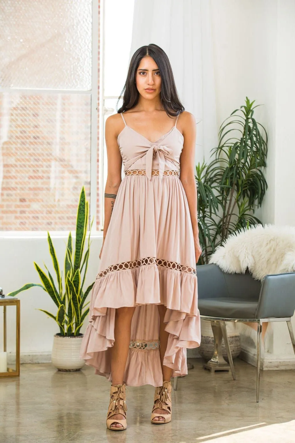 Desert Song High Low Dress - Taupe