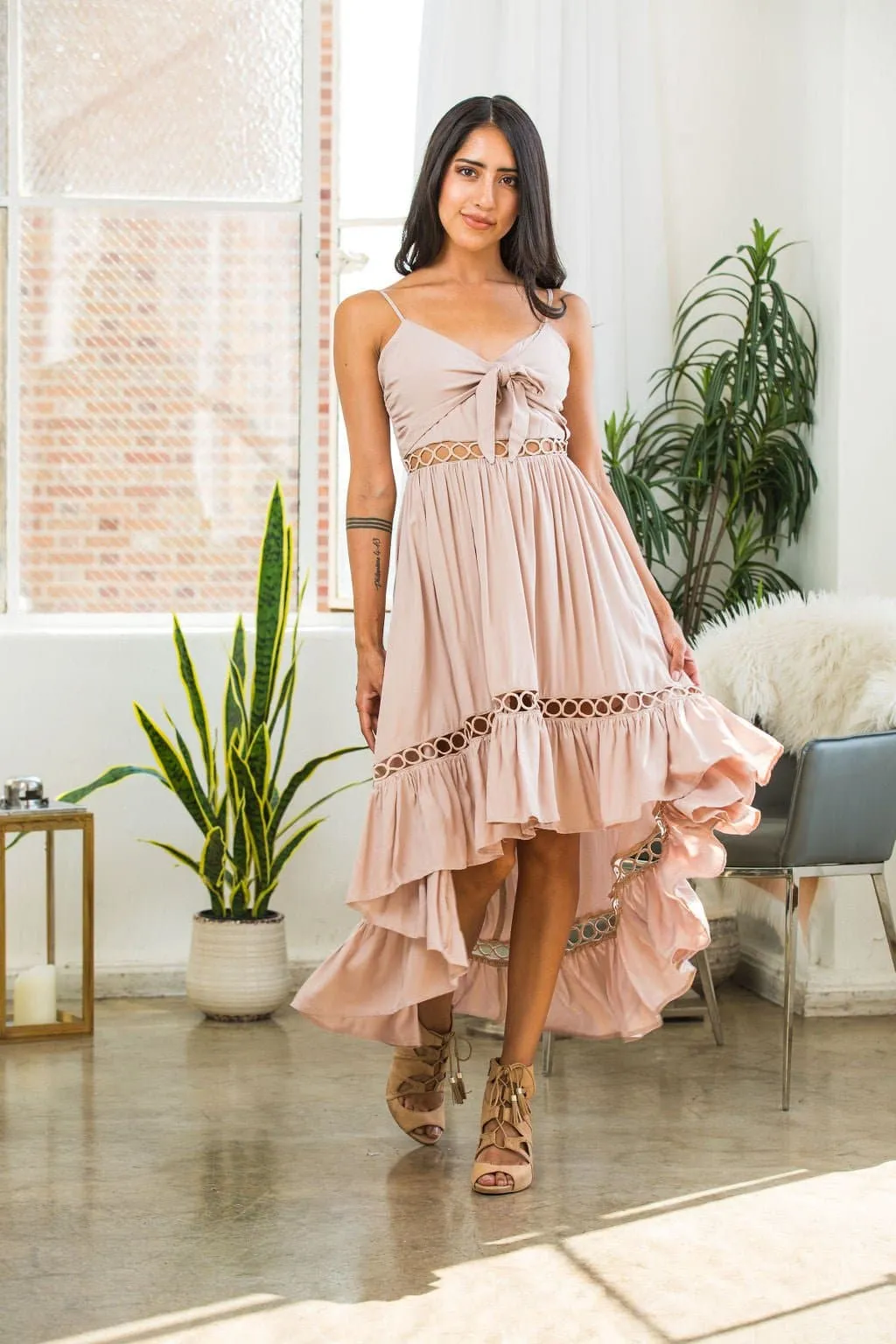 Desert Song High Low Dress - Taupe