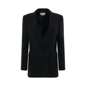 Double Breasted Sartorial Wool Jacket in Black