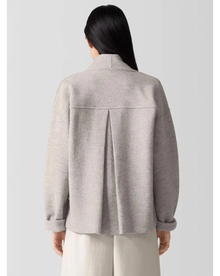 Eileen Fisher Lightweight Boiled Wool High Collar Jacket