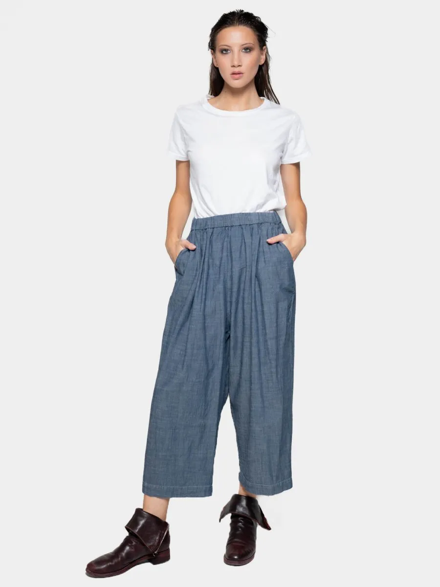 Elastic Waist Cropped Pants