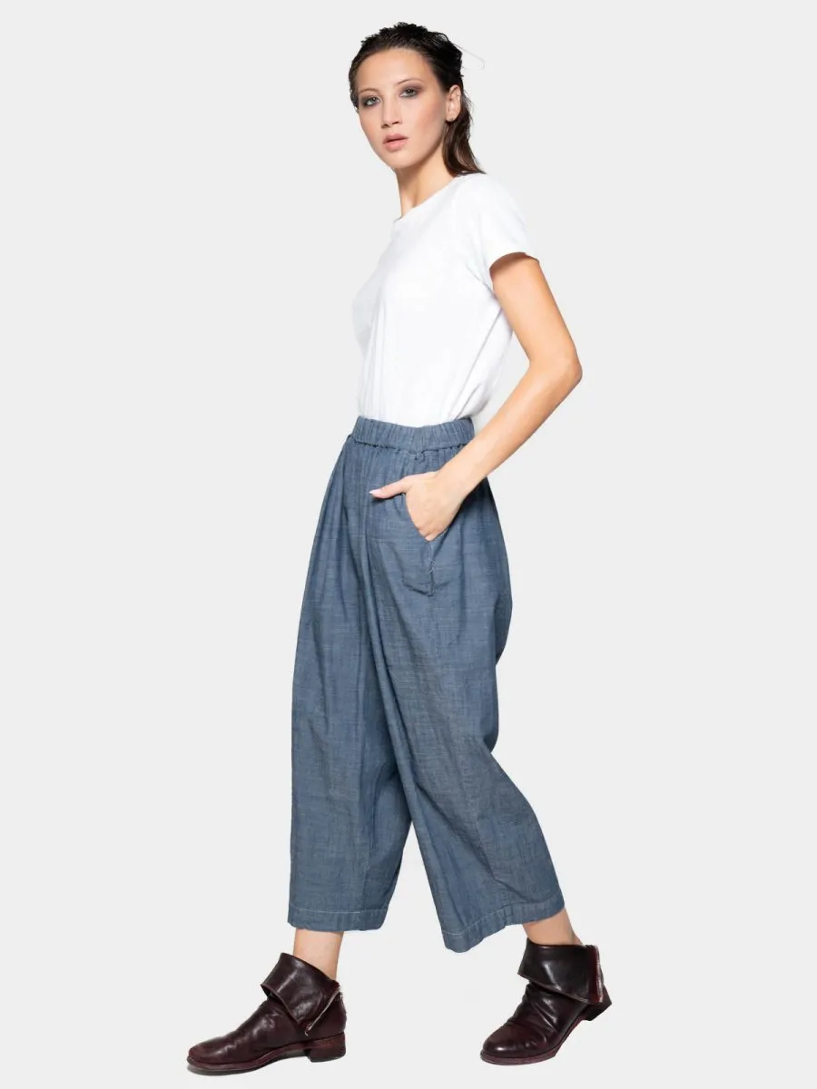 Elastic Waist Cropped Pants