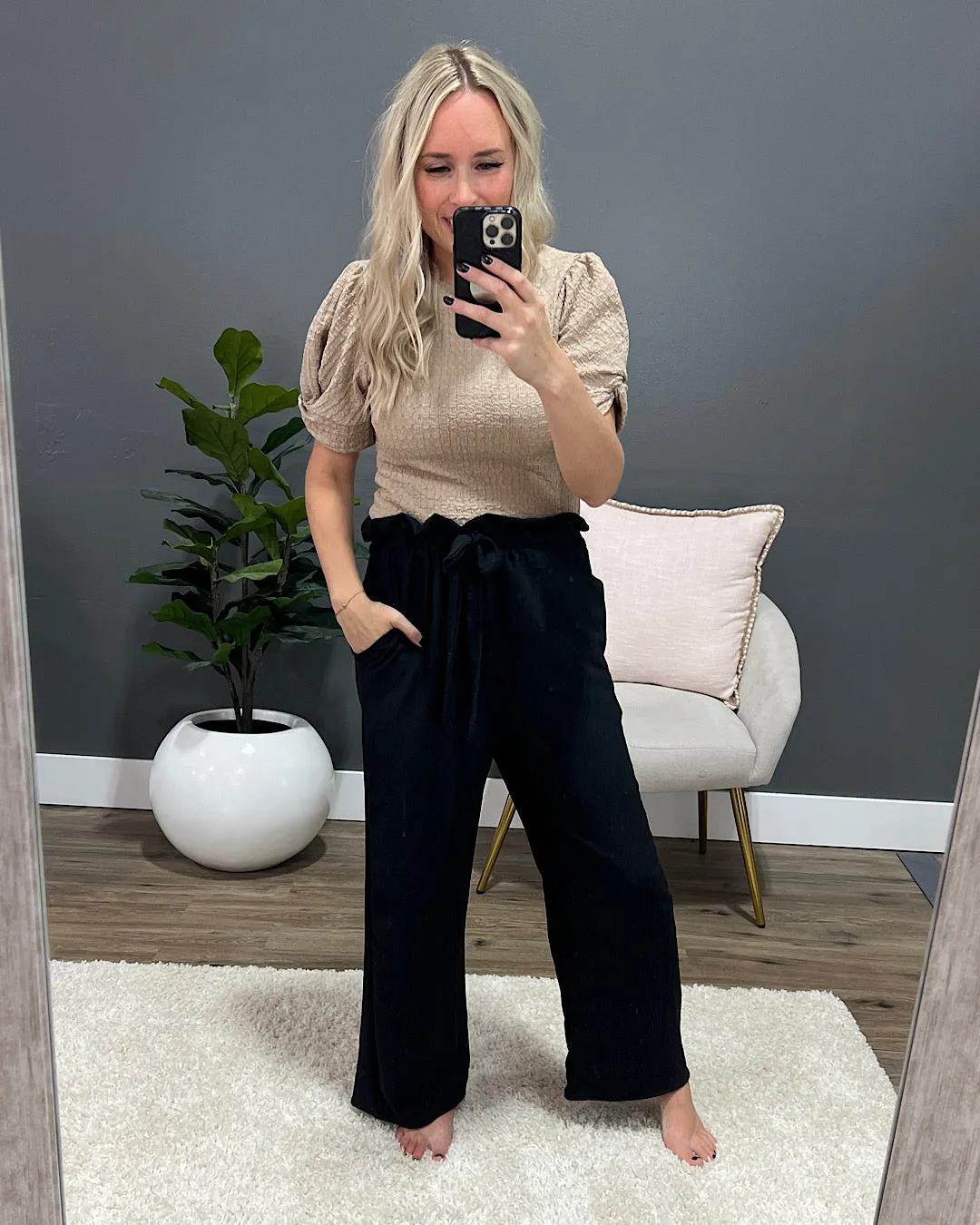 Ellen Black Paperbag Waist Pants