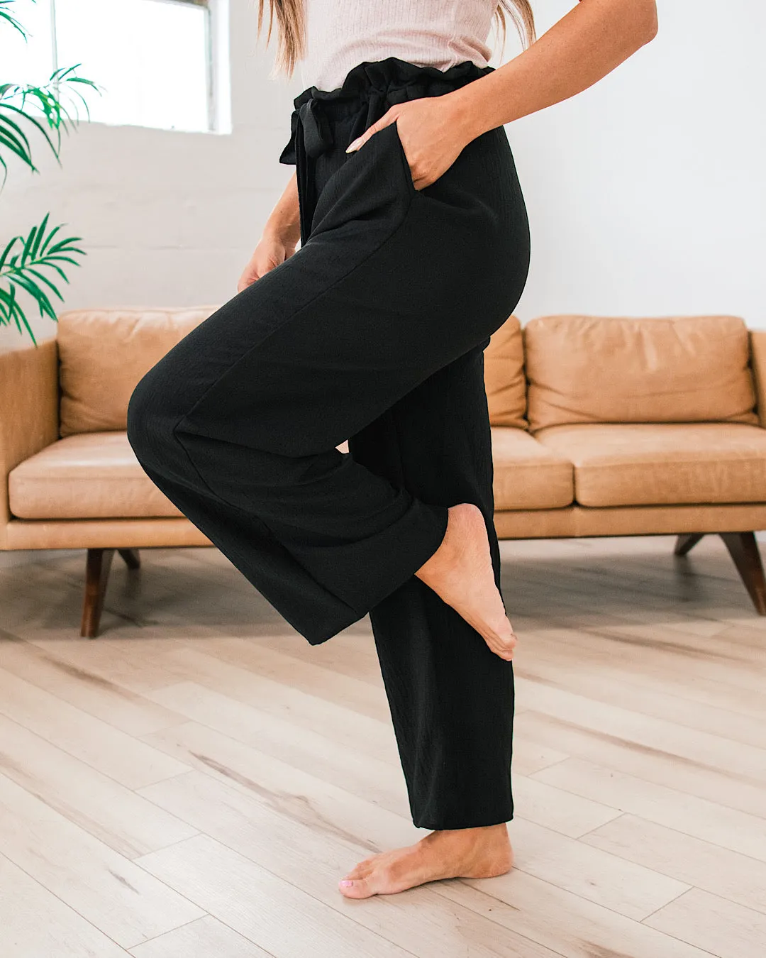 Ellen Black Paperbag Waist Pants