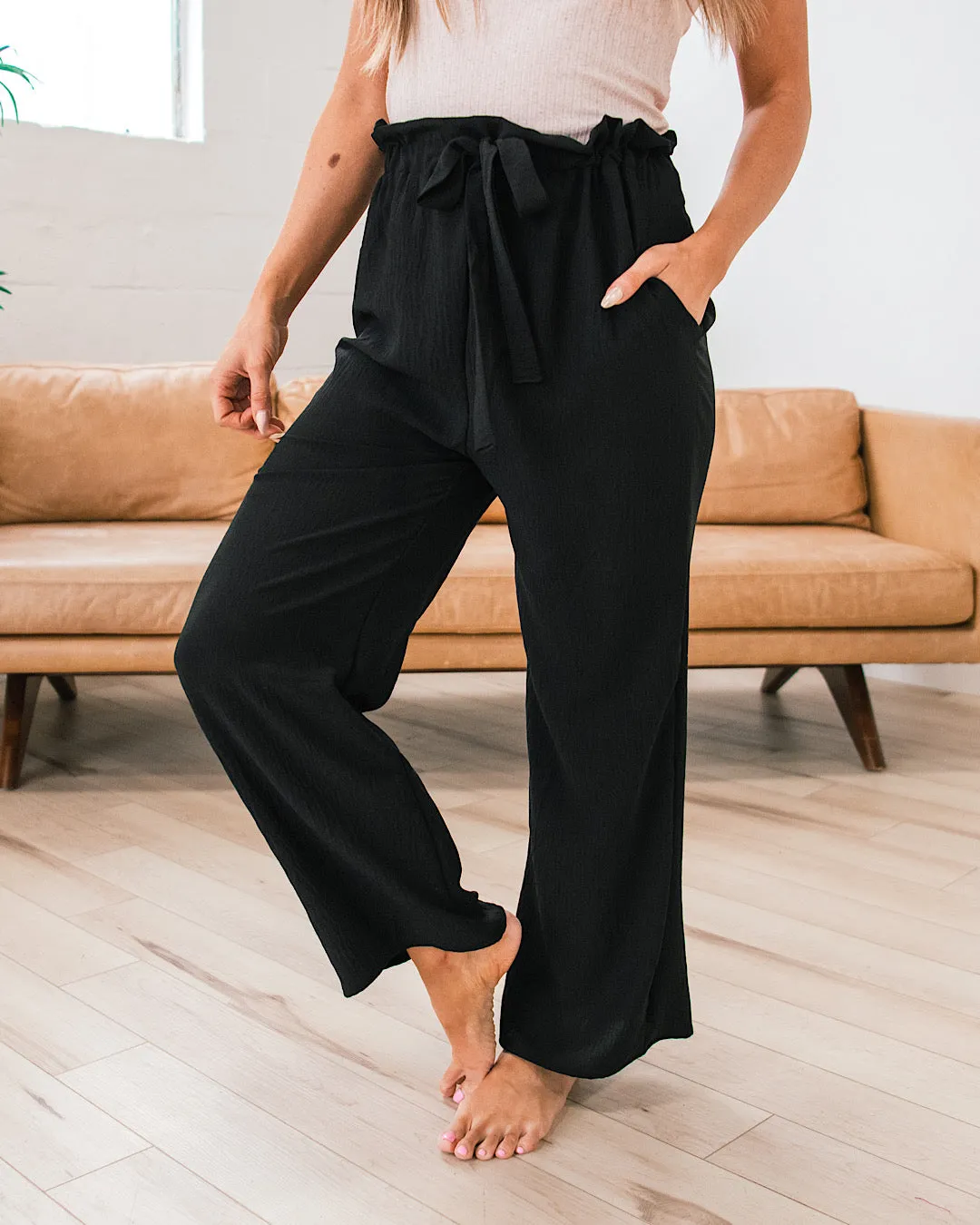 Ellen Black Paperbag Waist Pants