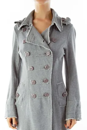 Gray Buttoned Sweater Coat