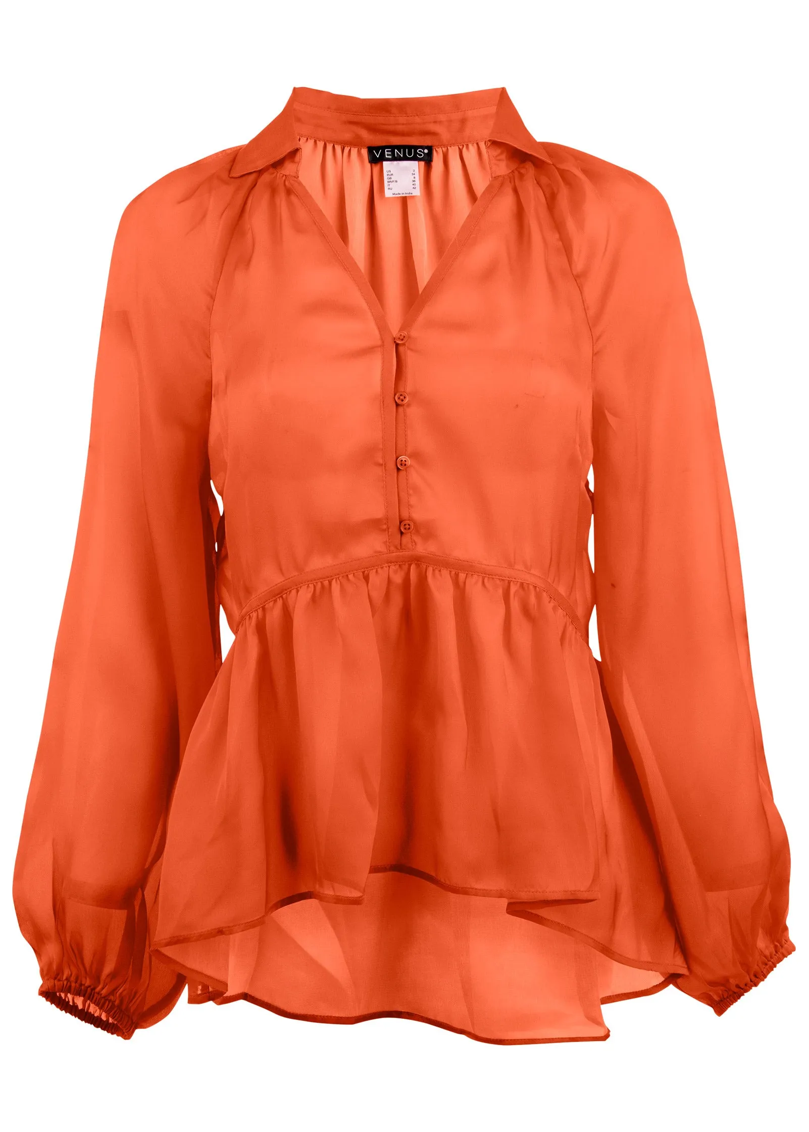 High-Low Blouse - Orange