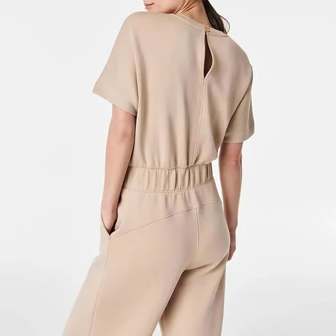 Highly-elastic Plus Size Women's Elastic Waist Jumpsuit