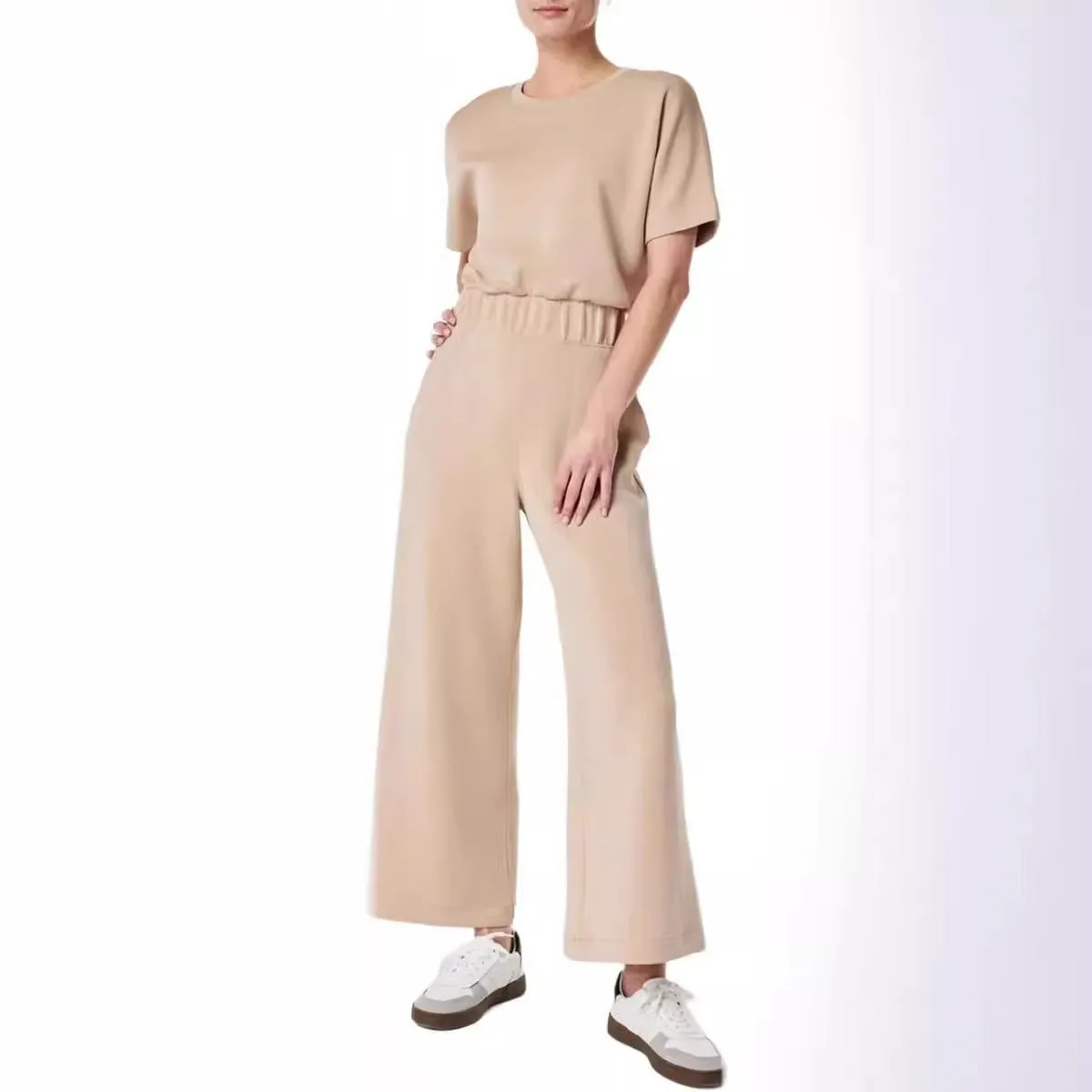 Highly-elastic Plus Size Women's Elastic Waist Jumpsuit