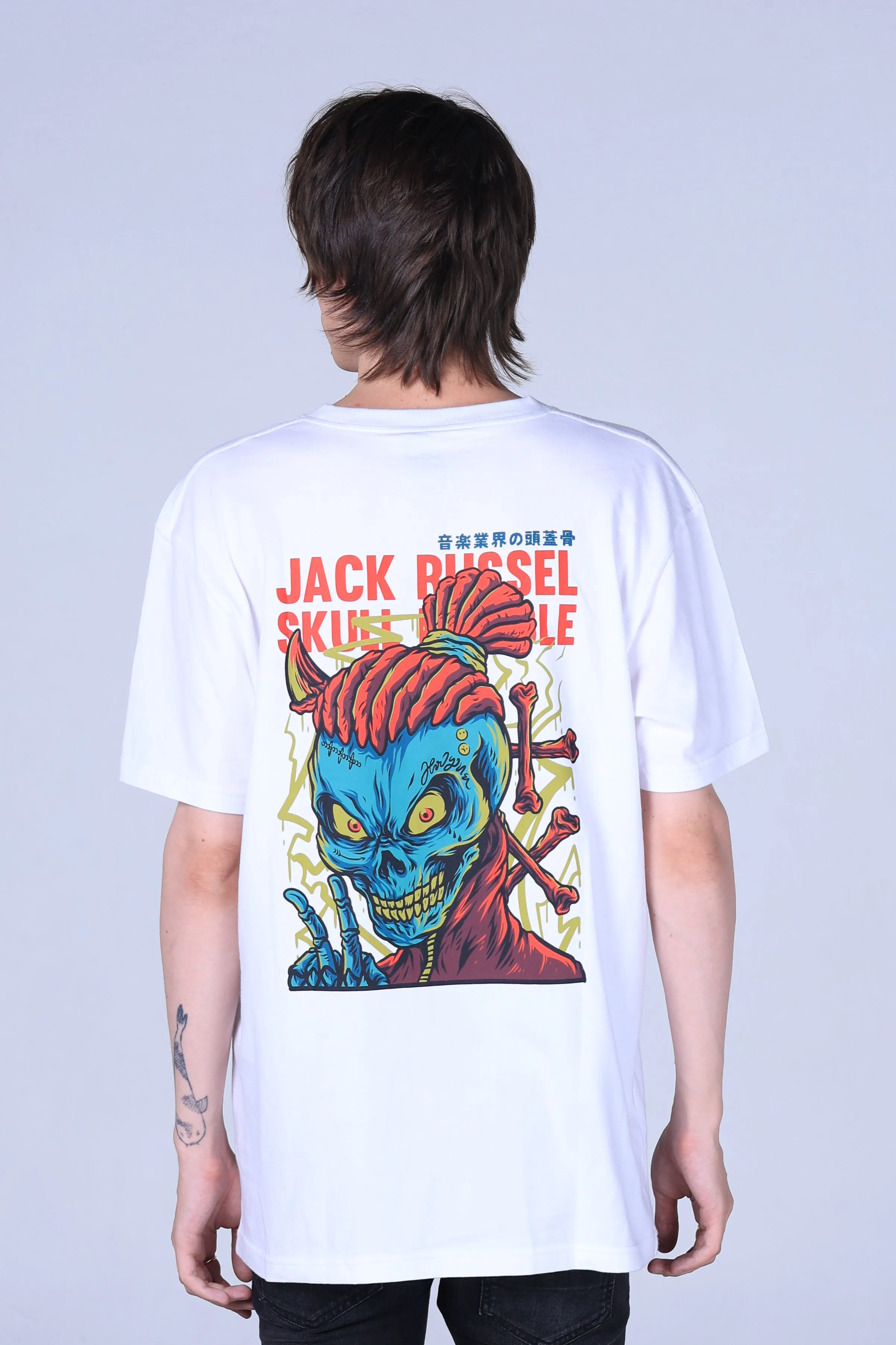 Jack Russel - Men T-Shirts - Klassik TJ-OZ9/WH Oversized Skull Mumble White