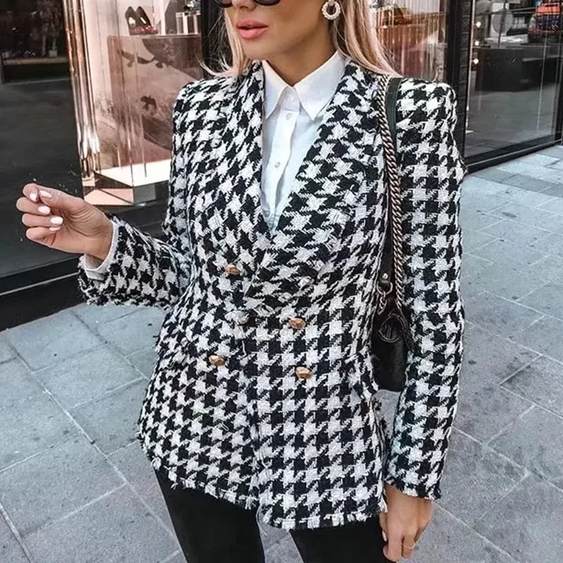 jacket women Spring autumn  plaid jacket