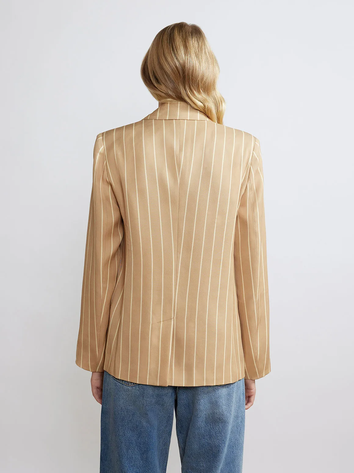 Josephine Camel Stripe Double Breasted Blazer