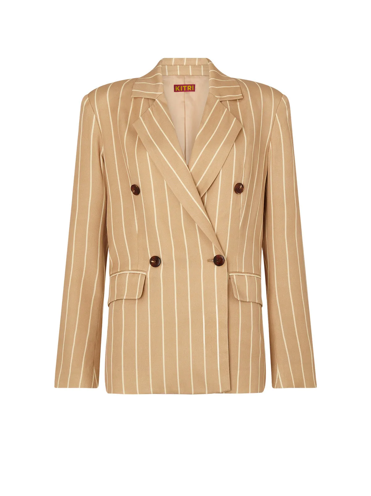 Josephine Camel Stripe Double Breasted Blazer