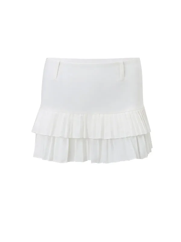 K-POP Plain Ruffled Hem Skirt