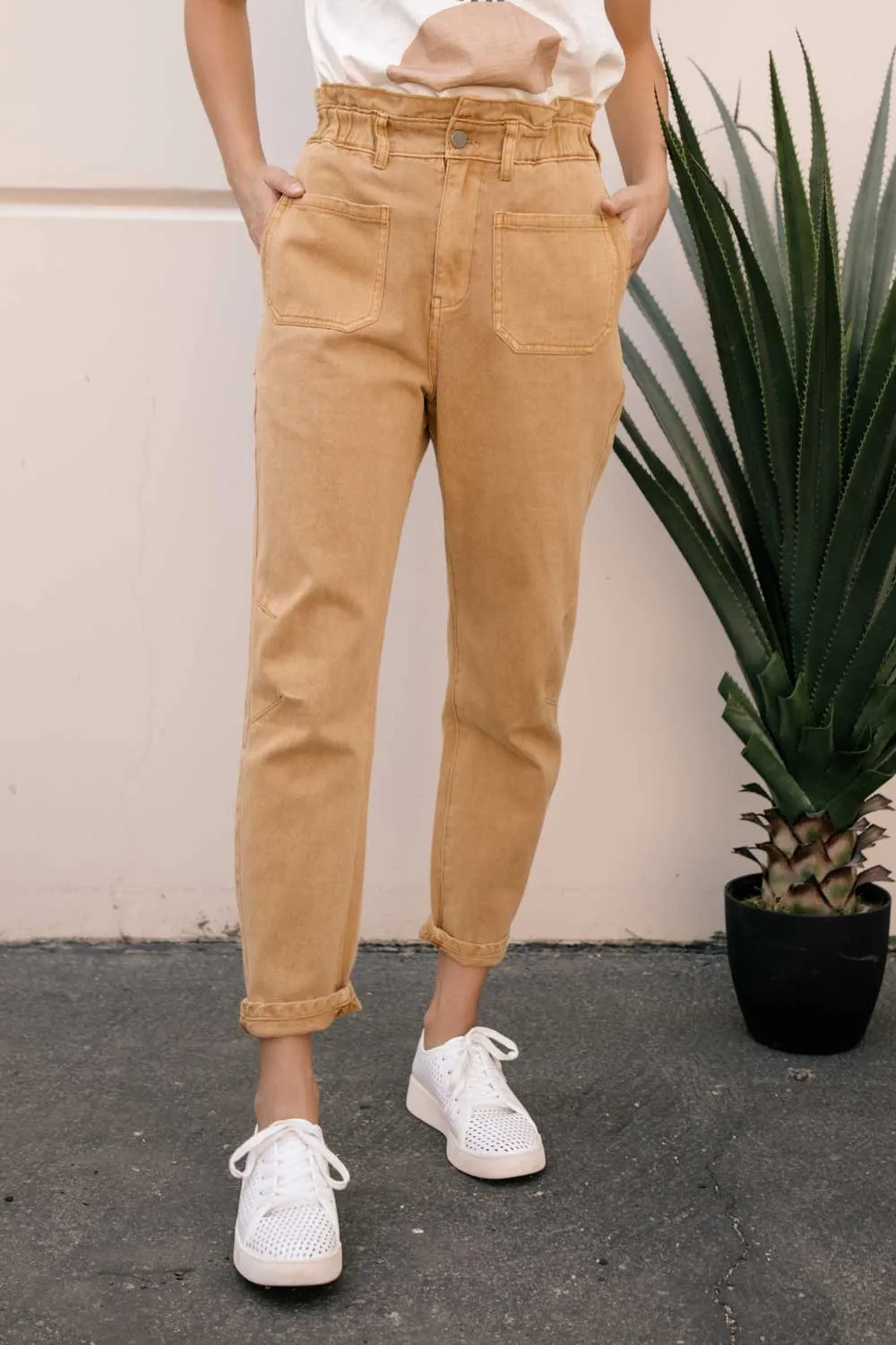 Kennedy Paperbag Denim in Camel