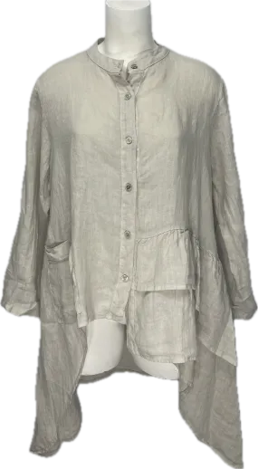 Linen High-Low Button-Up Shirt