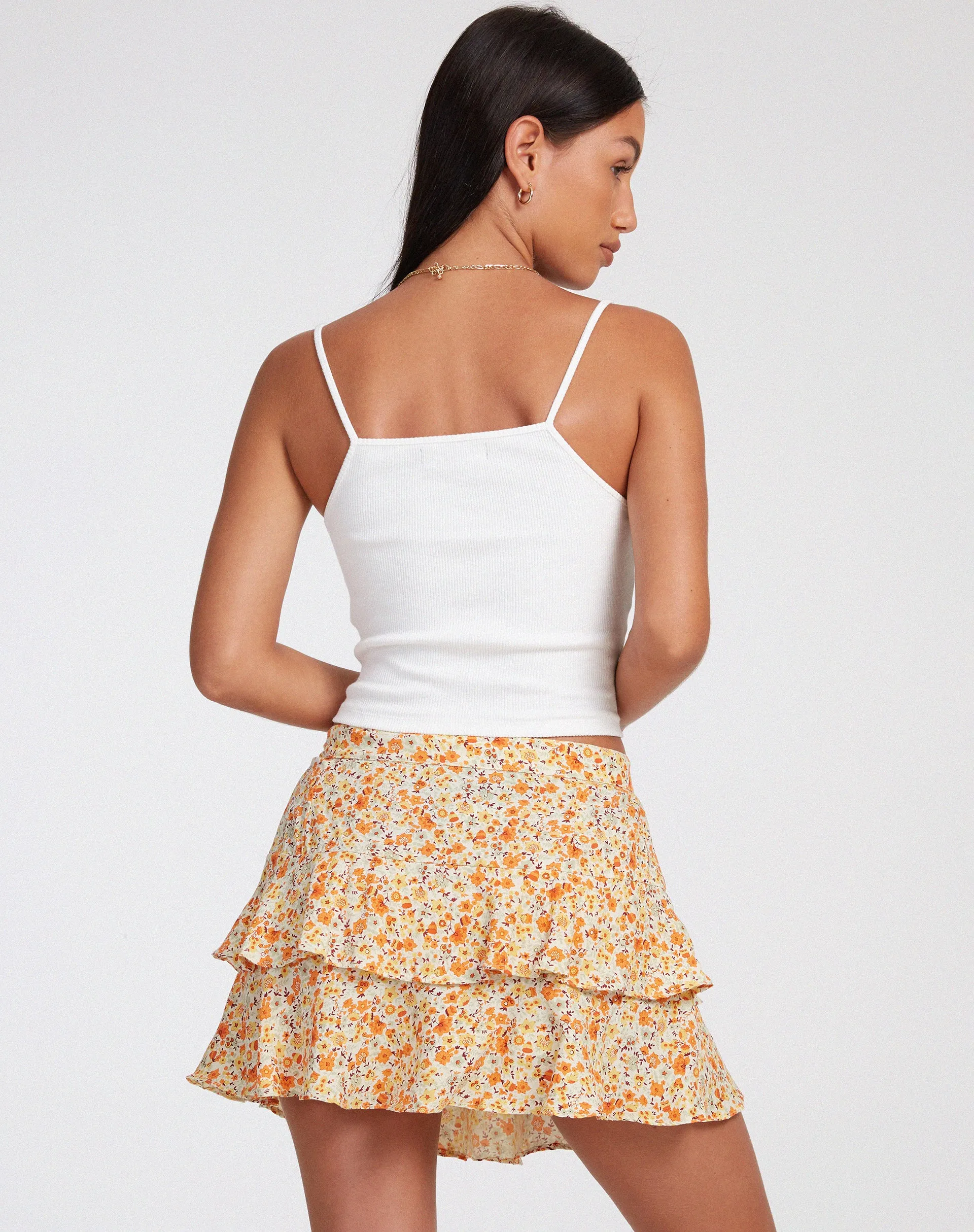 Lowisa Mini Skirt in Ditsy Tangerine