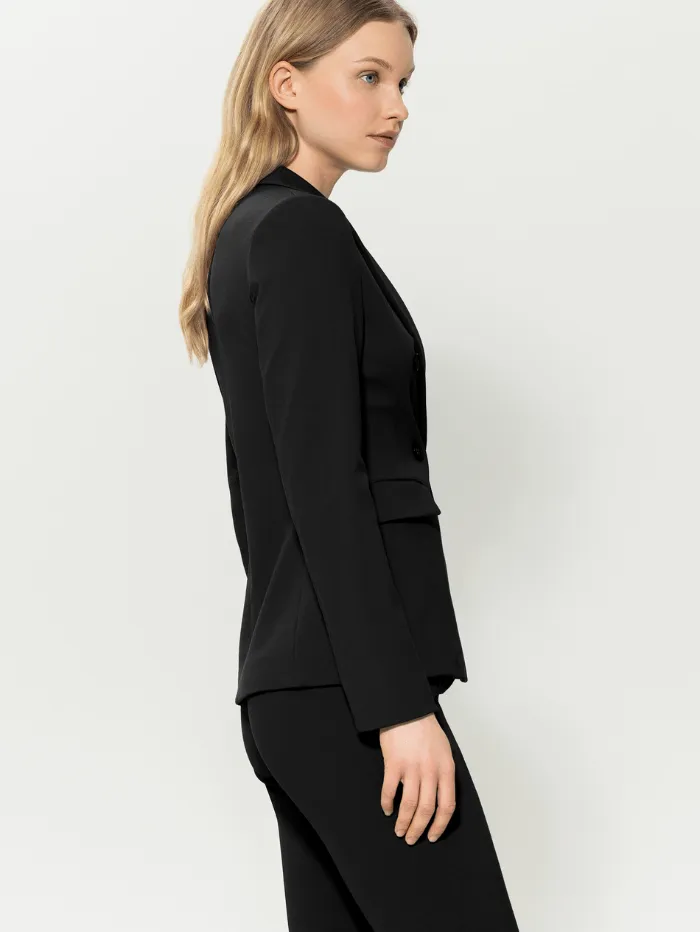 Luisa Cerano Double Breasted Black Blazer 488356 3289