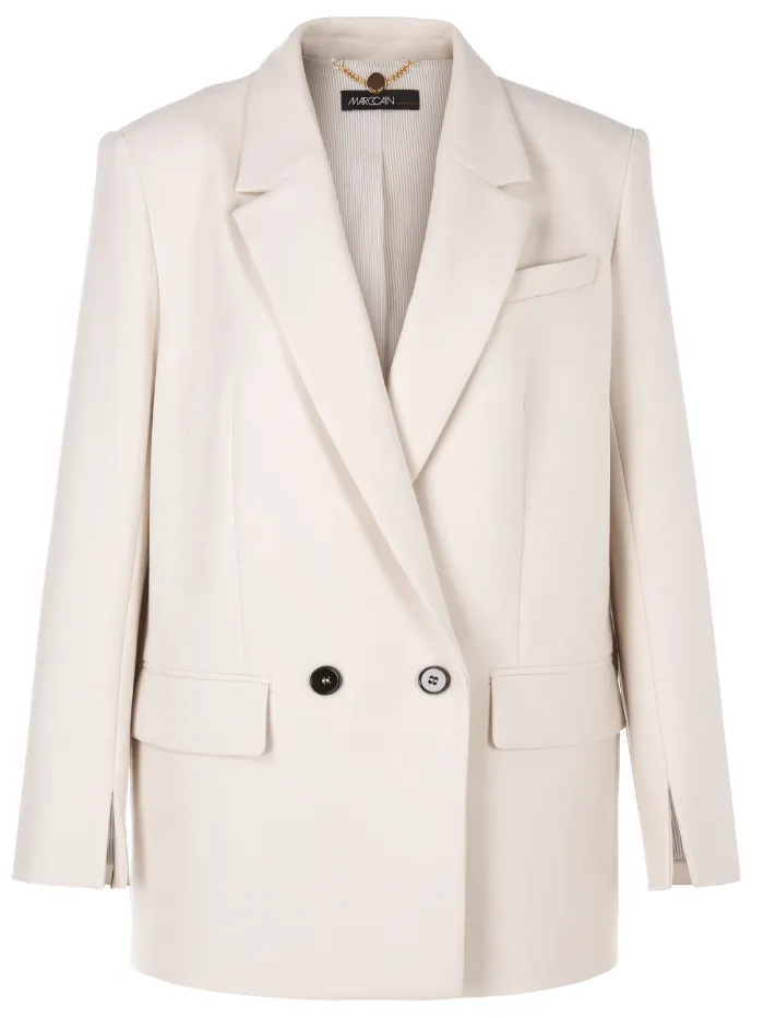 Marc Cain Collections Classic Double Breasted Blazer In Light Beige VC 34.16 W22 COL 182