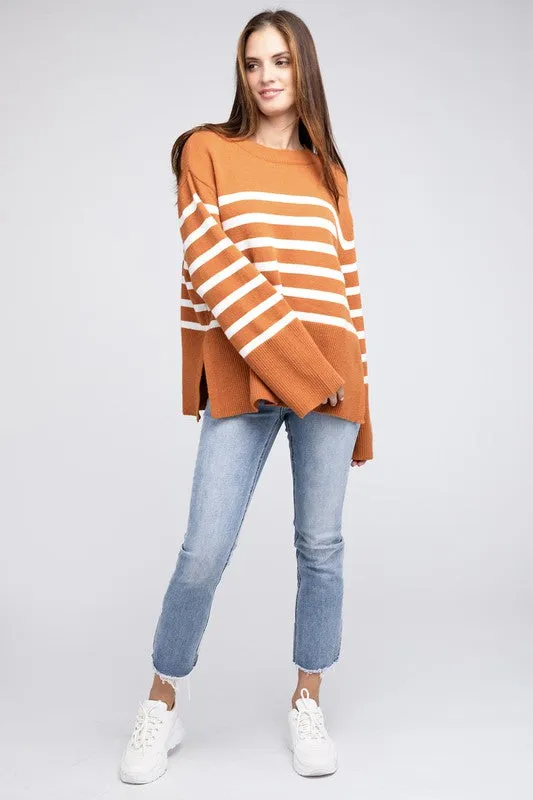 Mickey Ribbed Hem Stripe Sweater