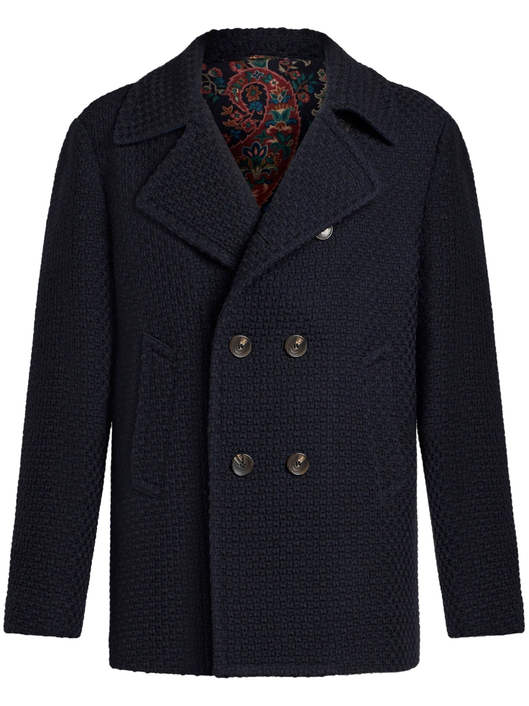 Midnight Blue Wool Double-Breasted Coat