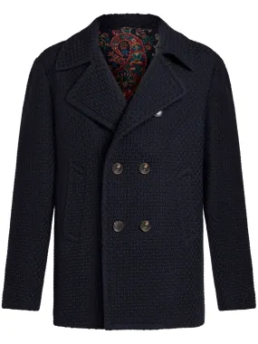 Midnight Blue Wool Double-Breasted Coat