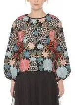 Multicolor Flowers Embroidered Top