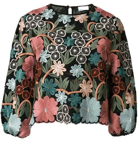 Multicolor Flowers Embroidered Top