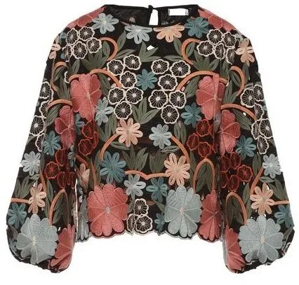 Multicolor Flowers Embroidered Top