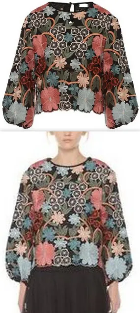 Multicolor Flowers Embroidered Top